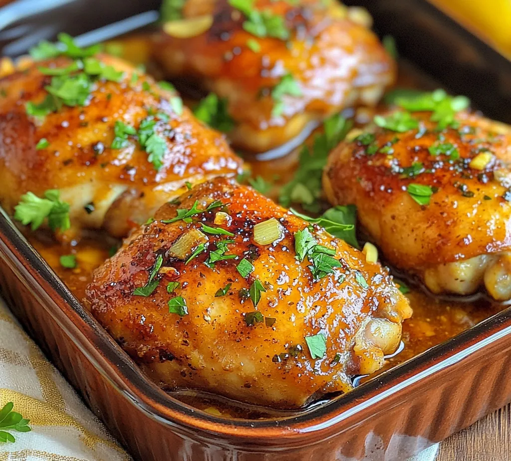 When it comes to creating a dish that is both comforting and indulgent, few recipes can match the allure of Irresistibly Juicy Baked Garlic Brown Sugar Chicken. This dish captures the essence of home-cooked goodness with its mouthwatering combination of flavors that seamlessly blend sweet, savory, and garlicky notes. Imagine succulent chicken thighs, perfectly caramelized and infused with a rich garlic and brown sugar glaze, emerging from the oven to fill your kitchen with an irresistible aroma. This recipe not only tantalizes the taste buds but also satisfies the soul, making it an ideal centerpiece for family dinners or gatherings with friends.
