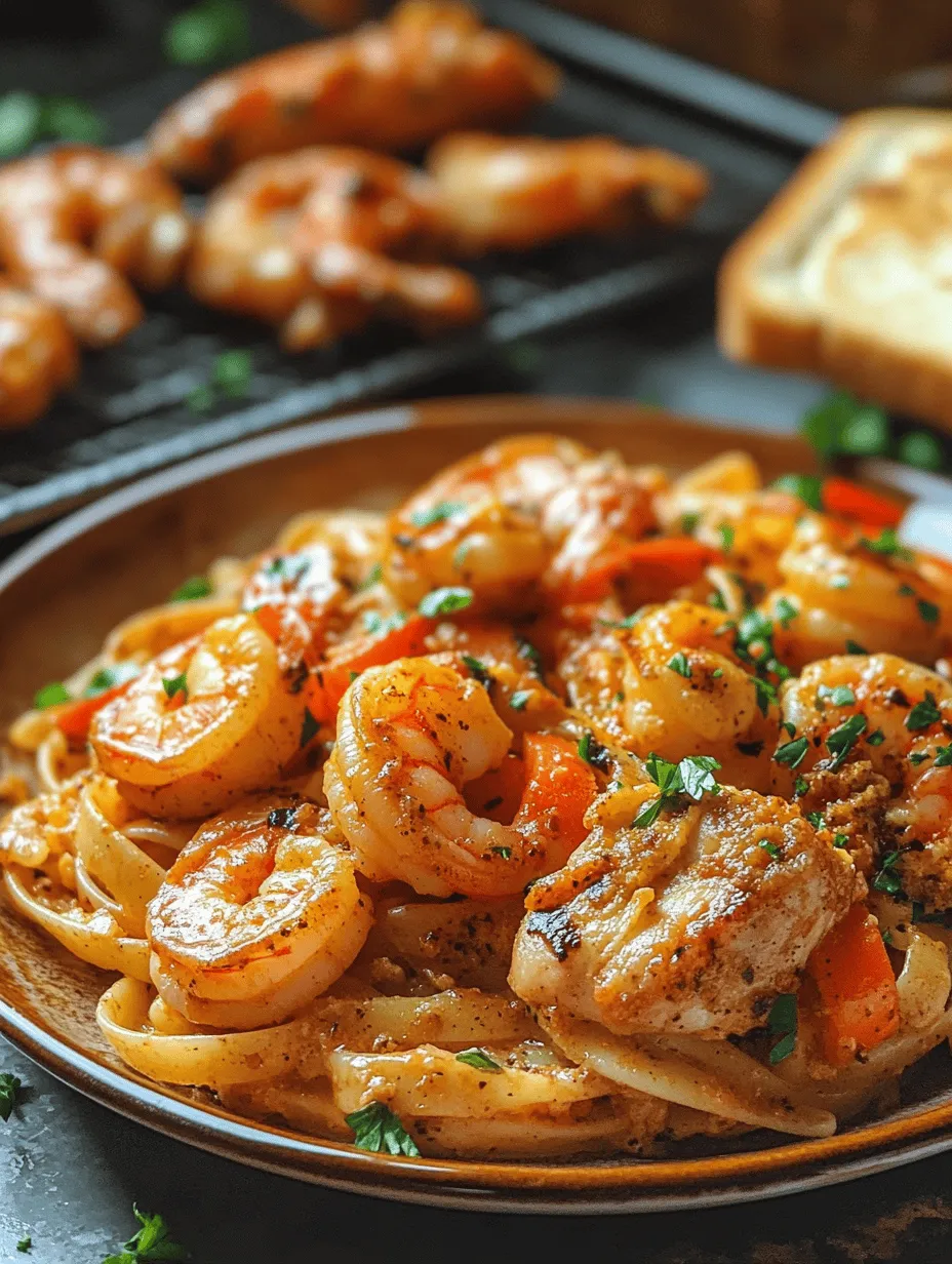Spicy Cajin Chicken &#038; Shrimp Pasta with Honey Garlic Wings