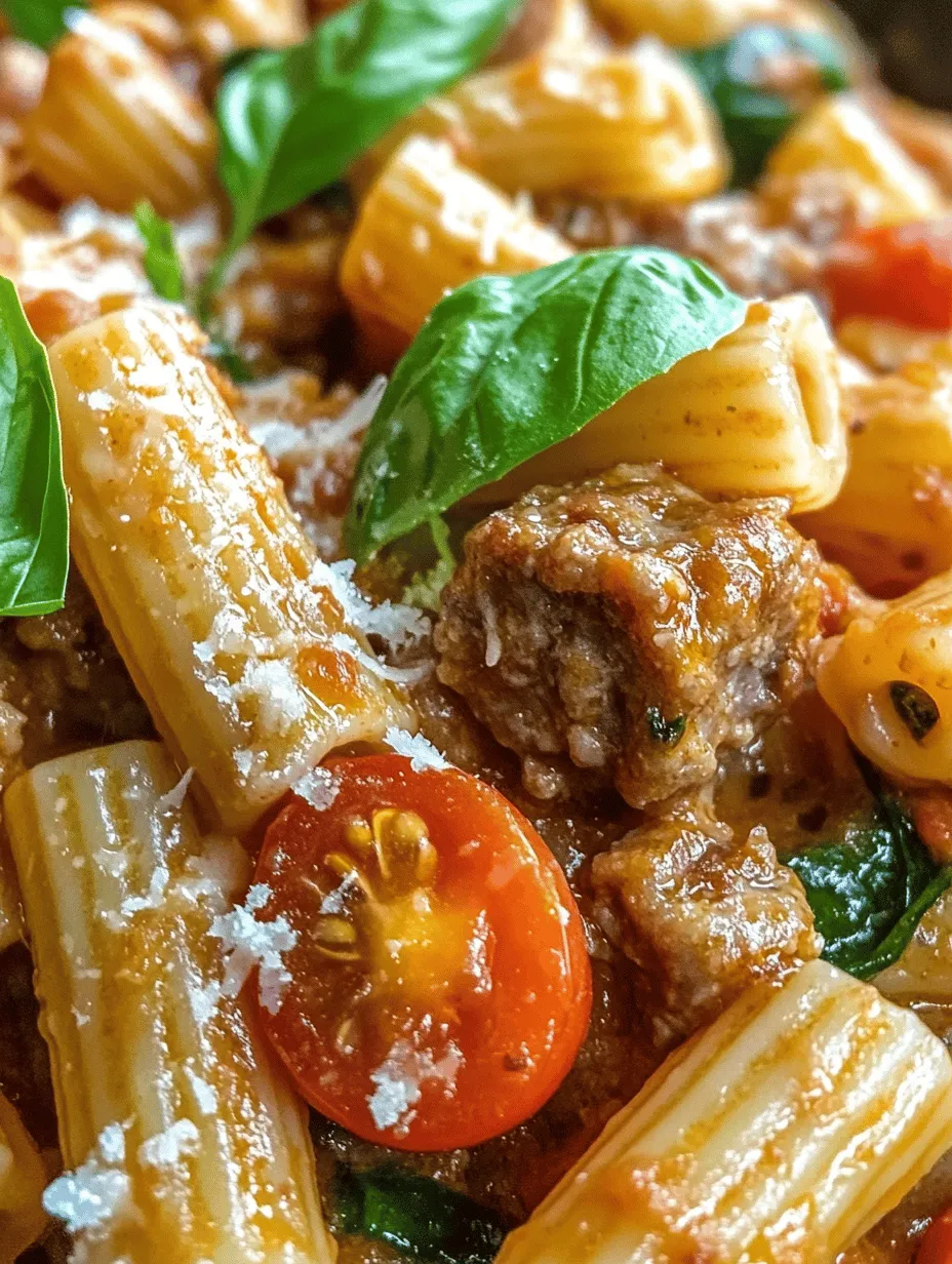 Creamy Sausage Rigatoni with Spinach &#038; Tomatoes Recipe