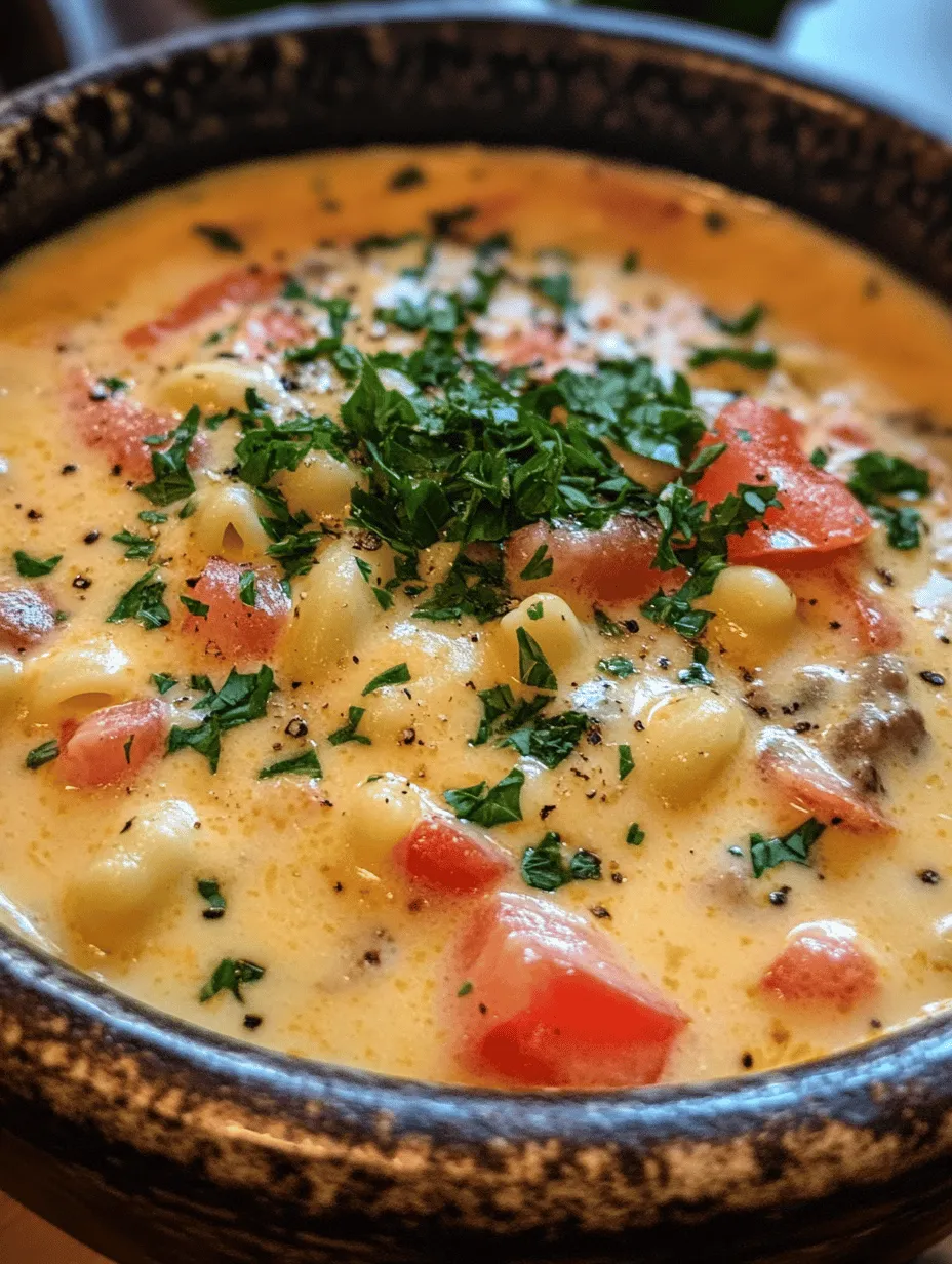Cheesy Delight: One-Pot Macaroni Cheeseburger Soup Recipe