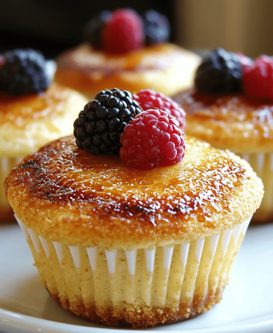 Crème brûlée cheesecake cupcakes are a delightful dessert that combines the rich, creamy texture of cheesecake with the luscious, caramelized topping of crème brûlée. This innovative dessert takes two classic favorites and merges them into a single, indulgent treat that is sure to impress. Each bite delivers a symphony of flavors, with the velvety cheesecake filling perfectly complemented by the crisp, sugary crust on top, creating a deliciously satisfying experience.