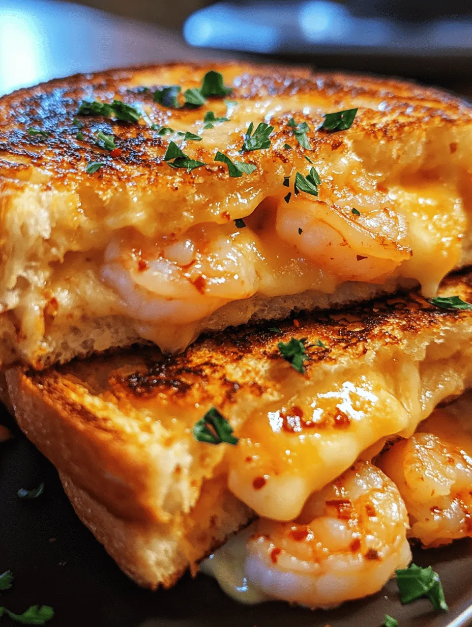 Cheesy Garlic Bread Shrimp Grilled Cheese Recipe