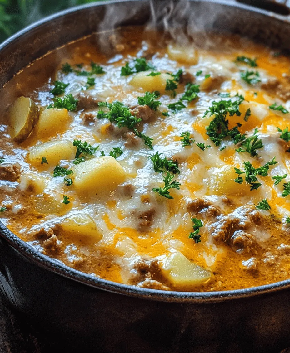 When preparing Creamy Cheeseburger Soup, the first step involves sautéing onions and garlic, which is crucial for developing the soup