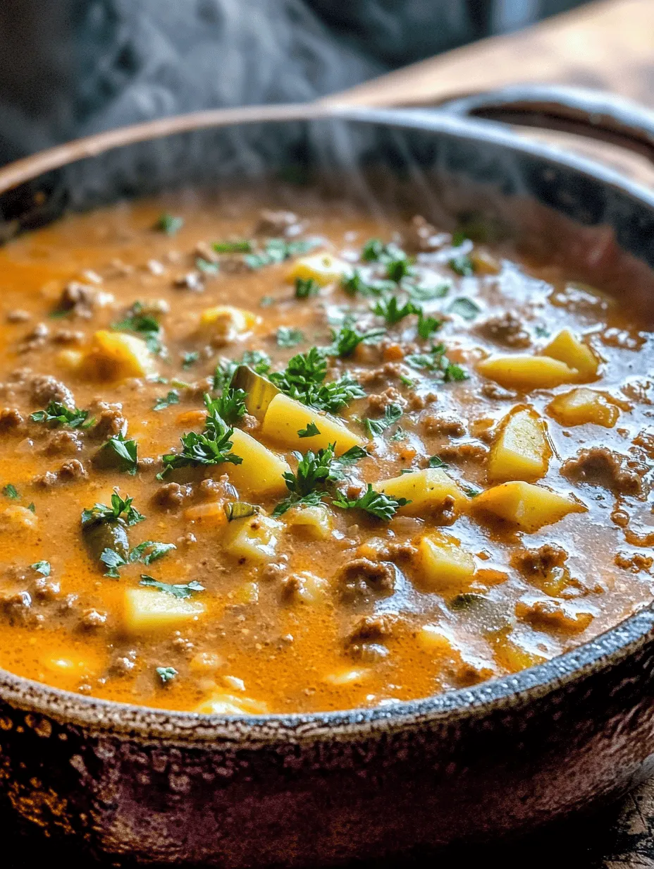 Creamy Cheeseburger Soup Delight: A Comforting Bowl of Nostalgia