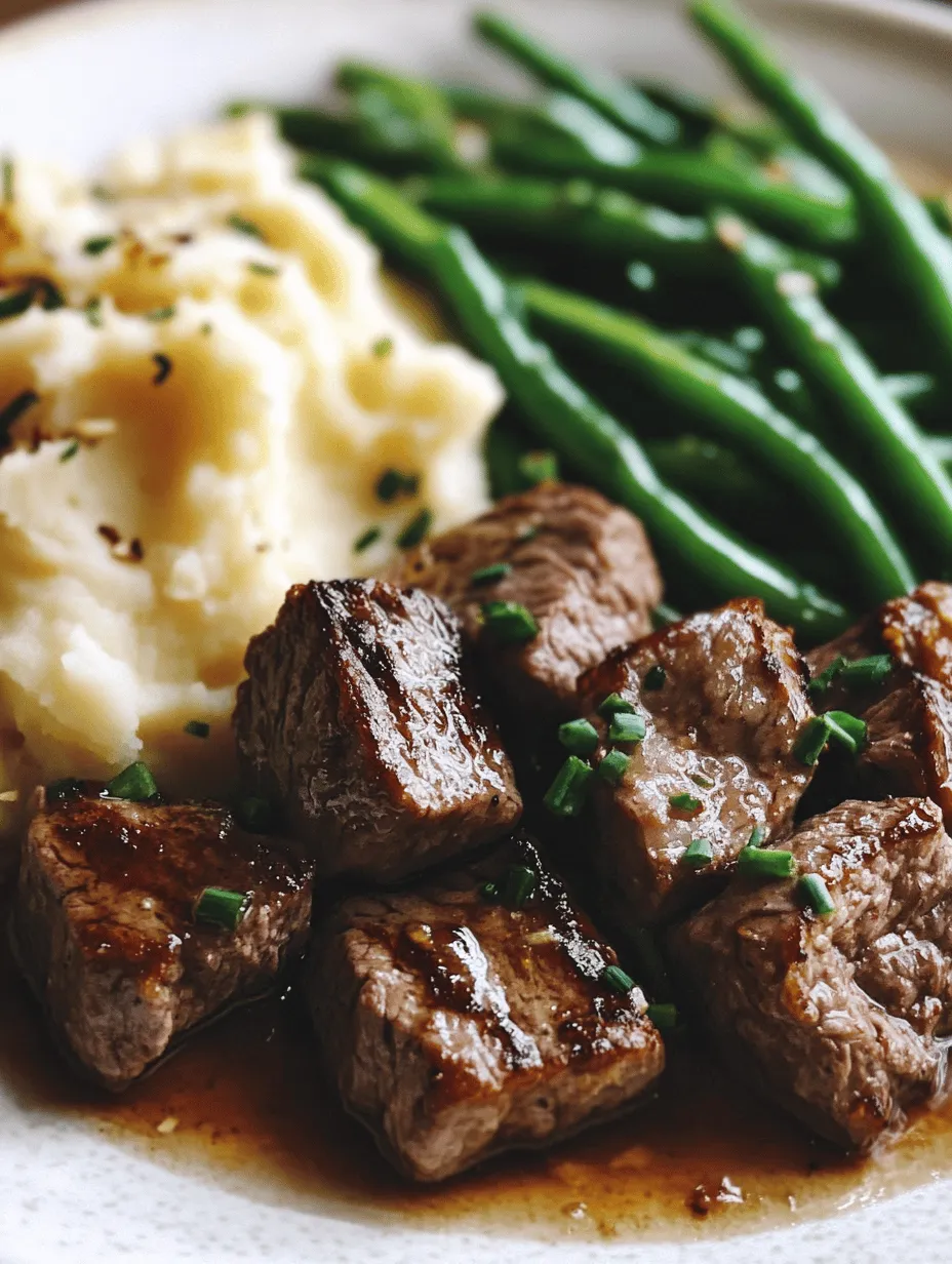 Sizzling Garlic Butter Steak Bites with Comforting Mash &#038; Crisp Green Beans