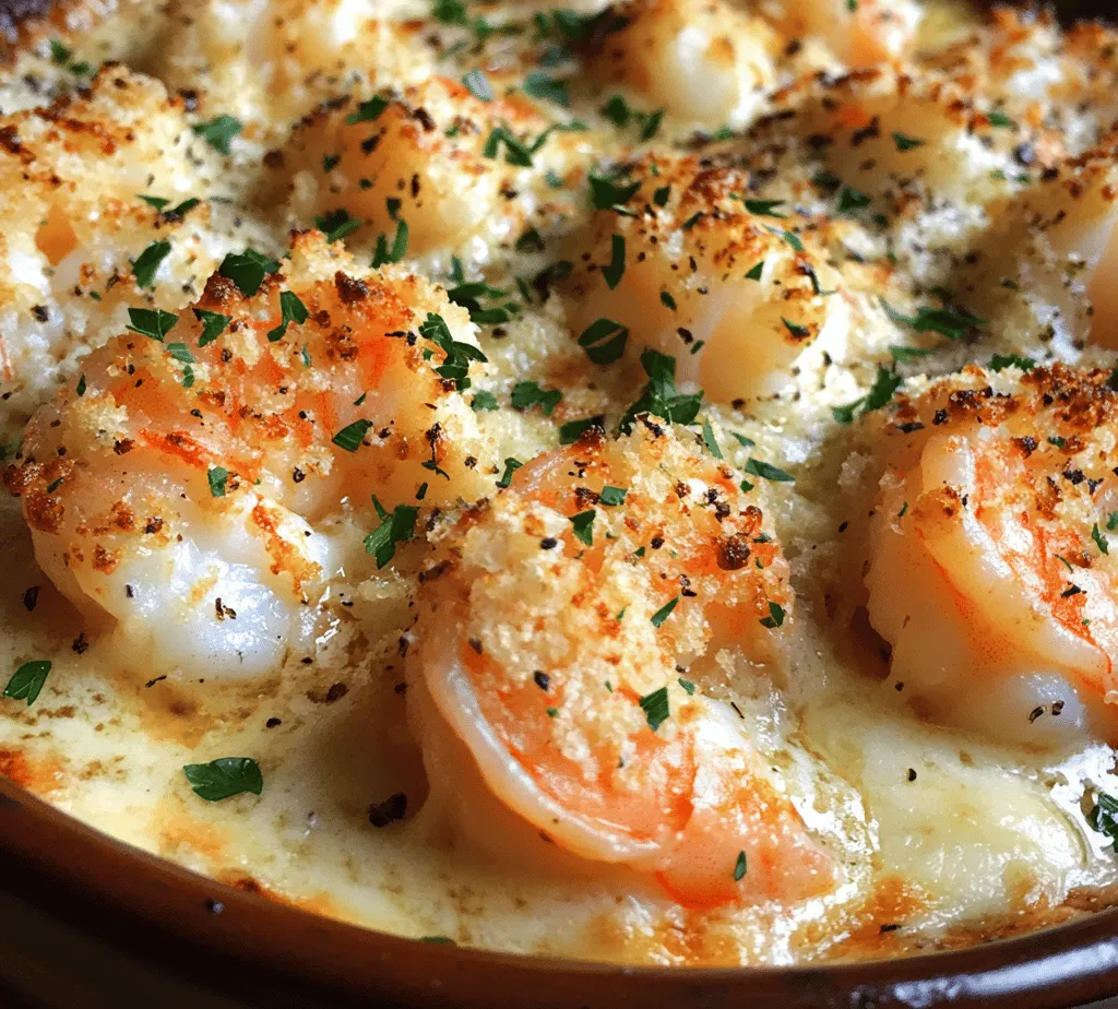 Garlic Shrimp Gratin is a delightful and indulgent dish that perfectly embodies the comforting yet gourmet spirit of seafood cuisine. Imagine plump, succulent shrimp nestled in a creamy, aromatic garlic sauce, topped with a layer of rich, melted Gruyère cheese and a crunchy breadcrumb topping. This dish is not just a meal; it
