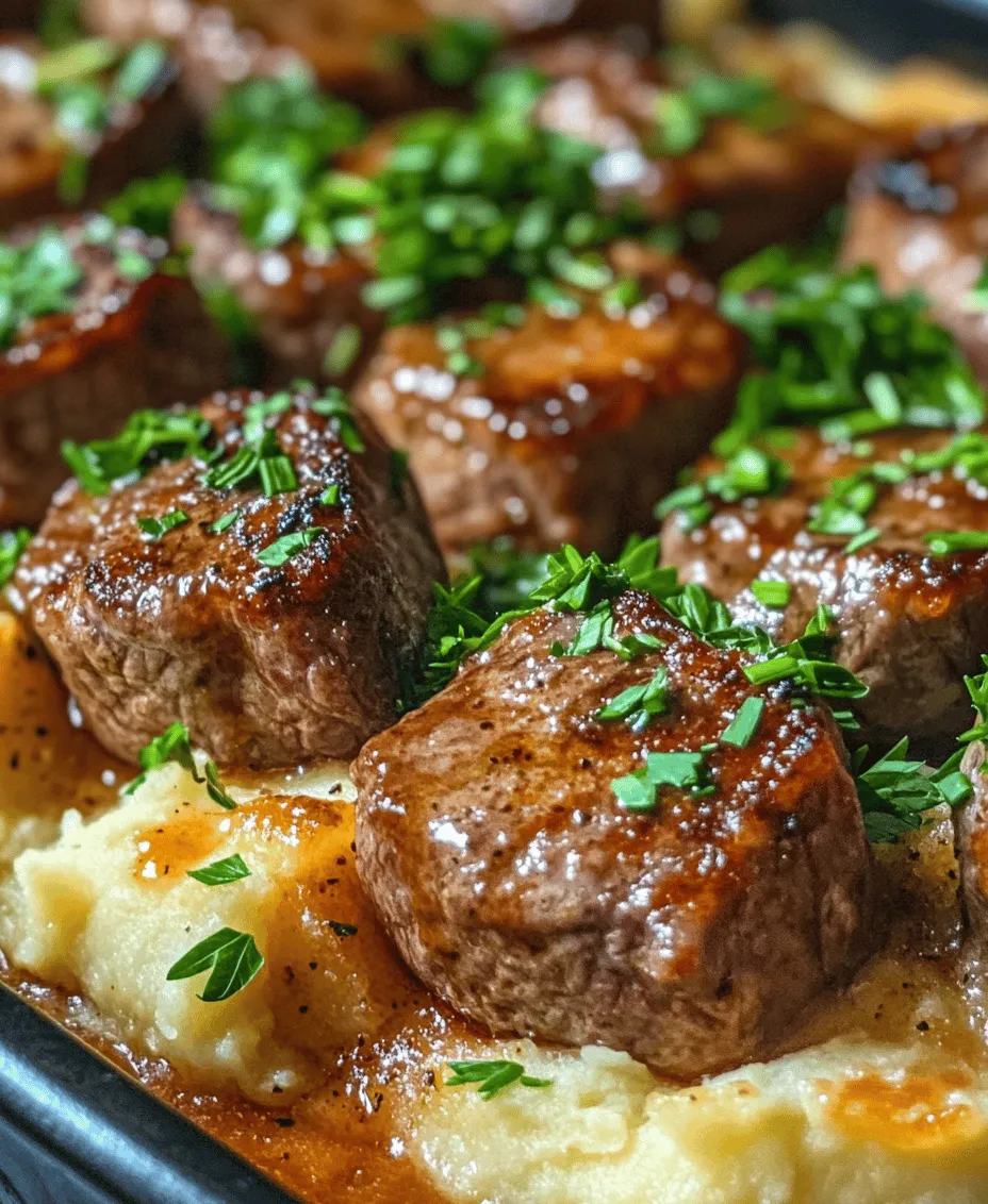 Garlic Butter Steak Bites and Mash is more than just a meal; it’s a comforting experience that captivates the senses and warms the heart. This delightful dish brings together succulent pieces of steak sautéed to perfection, bathed in a luscious garlic butter sauce, and paired with creamy, dreamy mashed potatoes. It’s an ideal choice for family dinners or special occasions, effortlessly impressing guests and satisfying even the pickiest eaters.