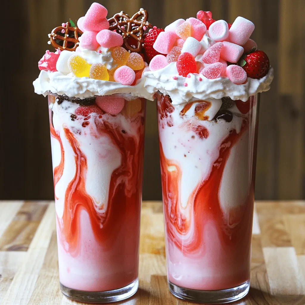 Decadent Pink Candy Freakshakes: A Sweet Indulgence