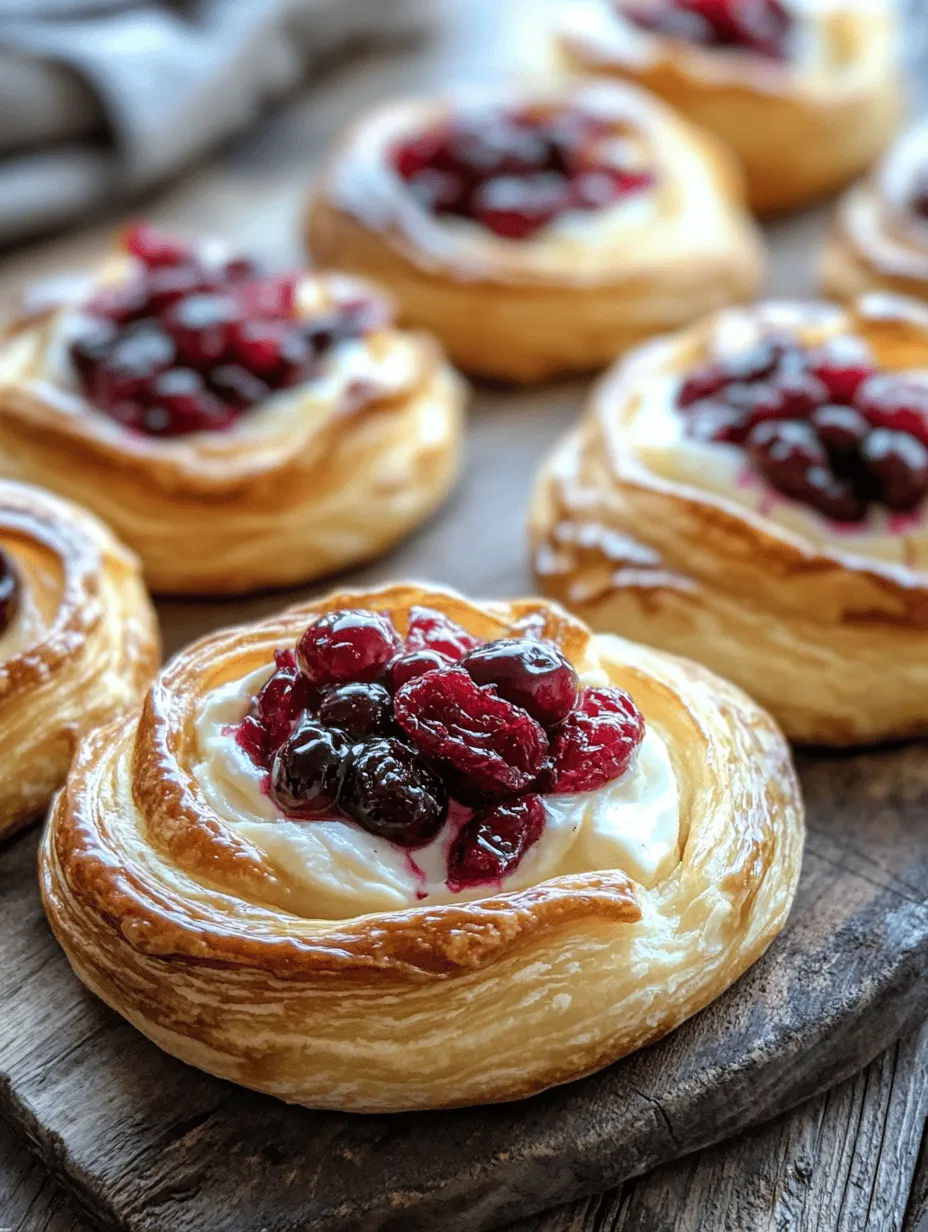Cream Cheese Danishes with Sugared Cranberries and Butter Glaze