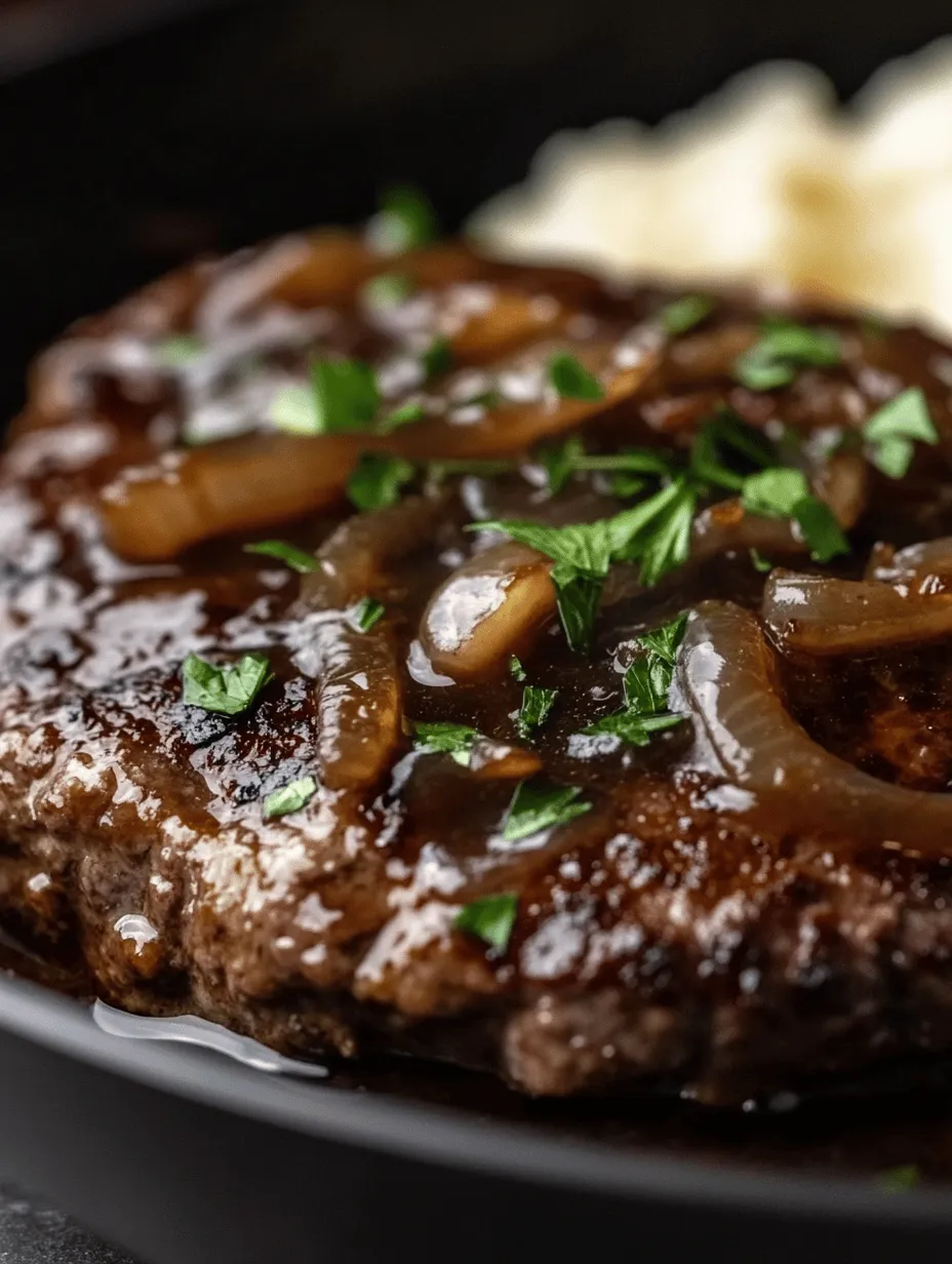 Juicy Hamburger Steak with Savory Onions and Gravy: A Comfort Food Delight