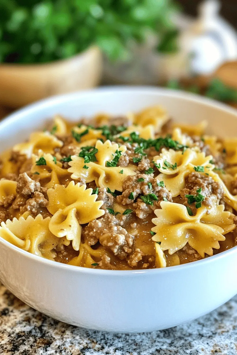 Creamy Beef and Bowtie Pasta: A Comforting Culinary Delight