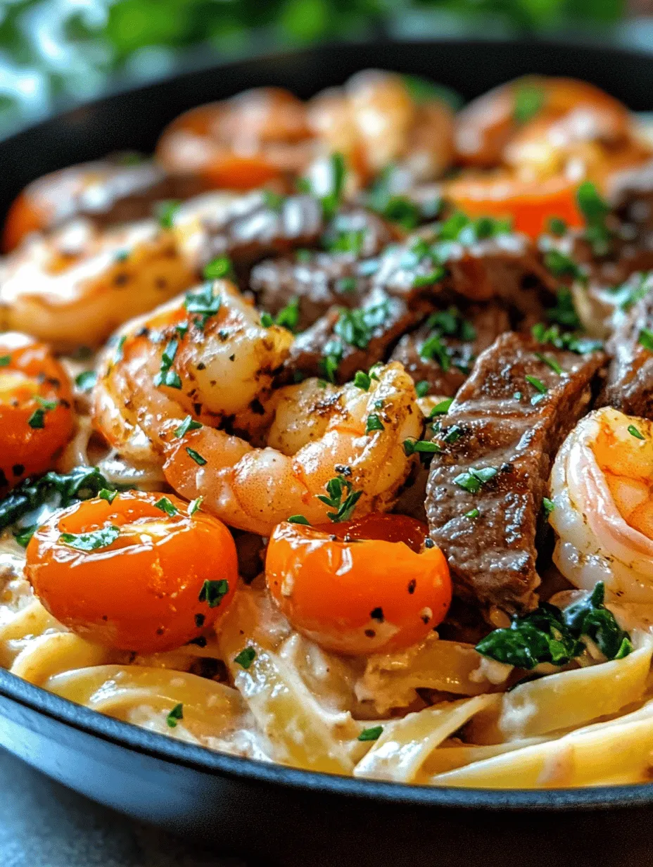Indulge in Flavor: Cajun Shrimp and Steak Alfredo Pasta Recipe
