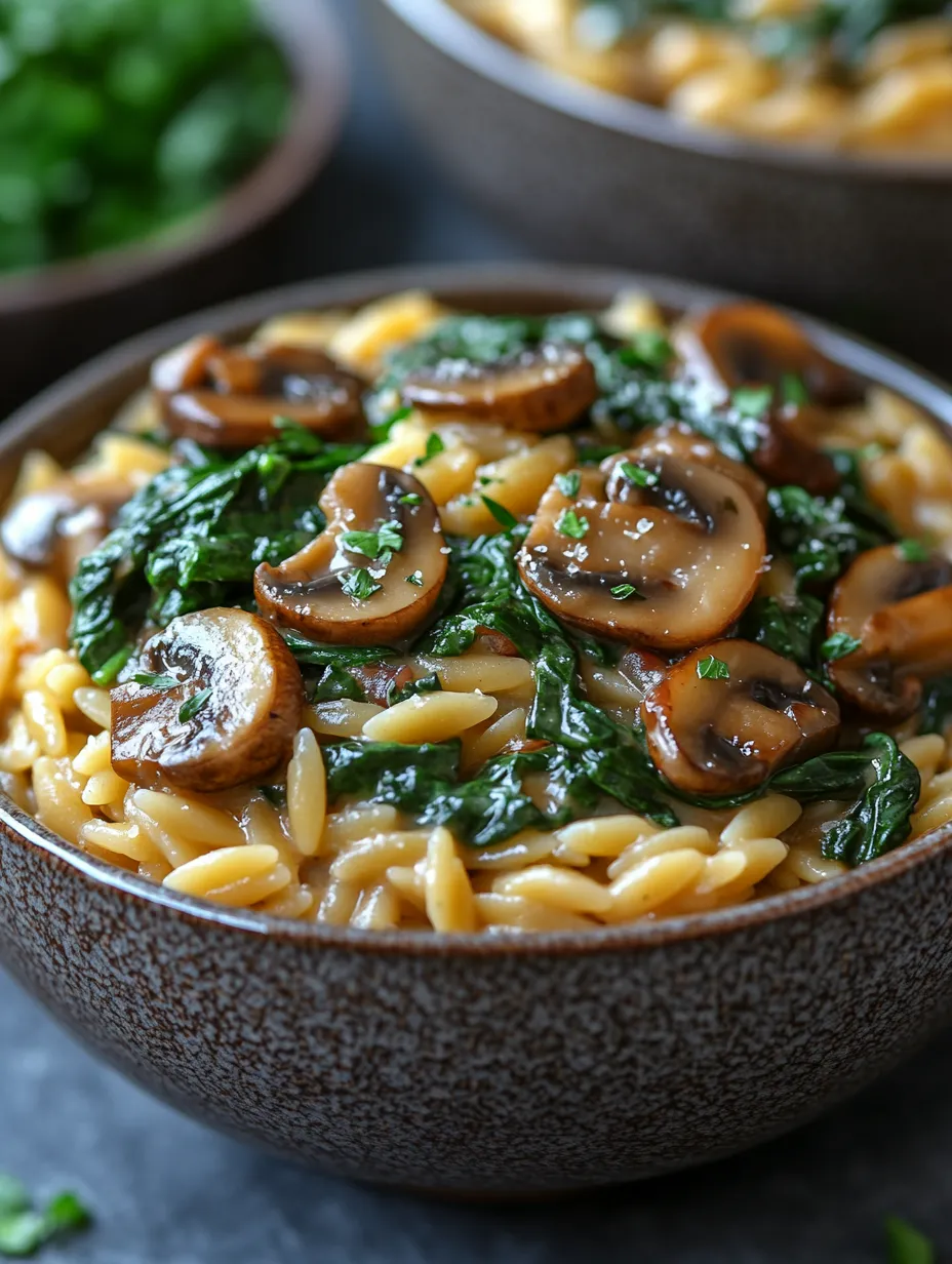 Spinach Mushroom Orzo Delight: A Creamy Culinary Experience